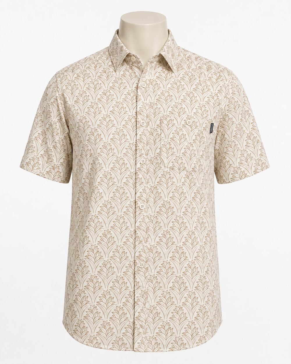 Marsh Wear Hagood Mens L Cream Palm Tree Lyocell Short Sleeve Button Up Shirt